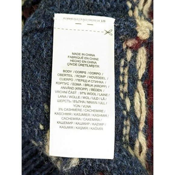 Polo Ralph Lauren Men's Blue Fair Isle-Knit Wool Blend Sweater Size S MSRP $498 - Picture 6 of 8
